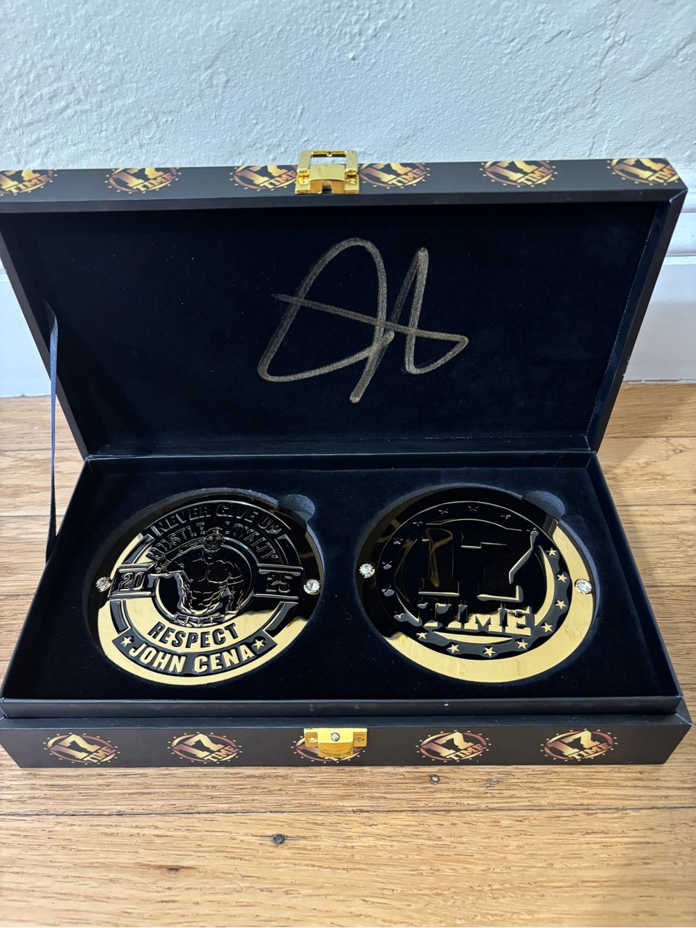 WWE John Cena Autographed Championship Replica Side Plate Box Set